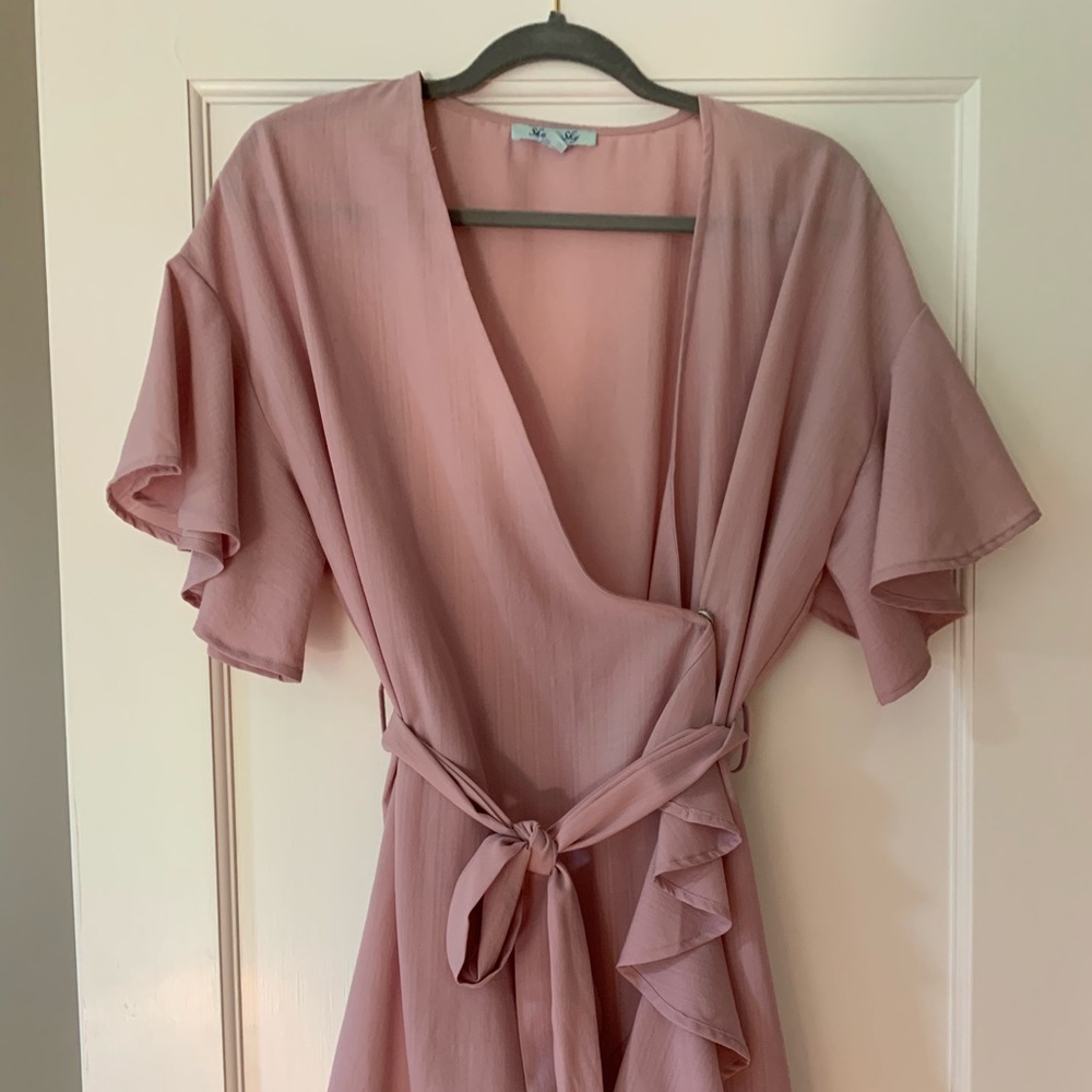 She + Sky | Lavender Ruffle Wrap Dress